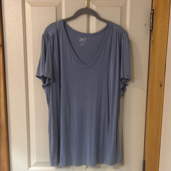 Blue Flutter Sleeve Relaxed T-Shirt - Picture 2 of 10